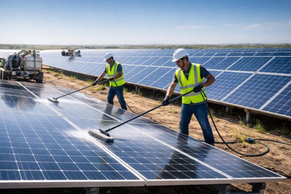 Cleaning solar farms